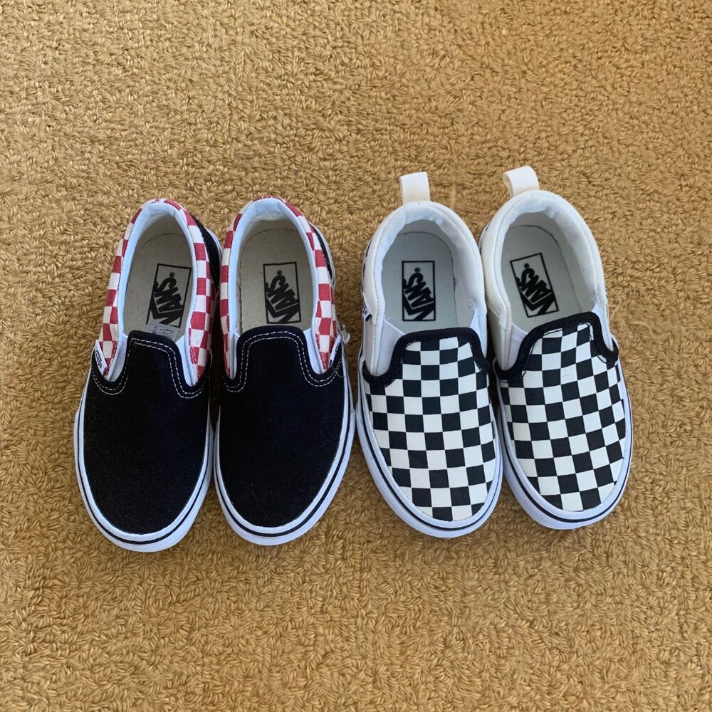 2 X NWOT Vans Kids Size 11 and 11.5 Slip on Check